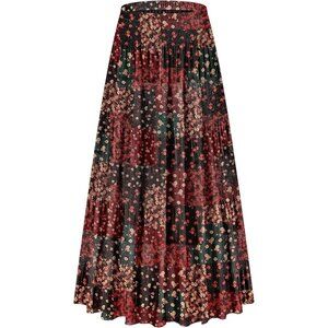 Boho Chiffon  A-Line Maxi Skirts - Small